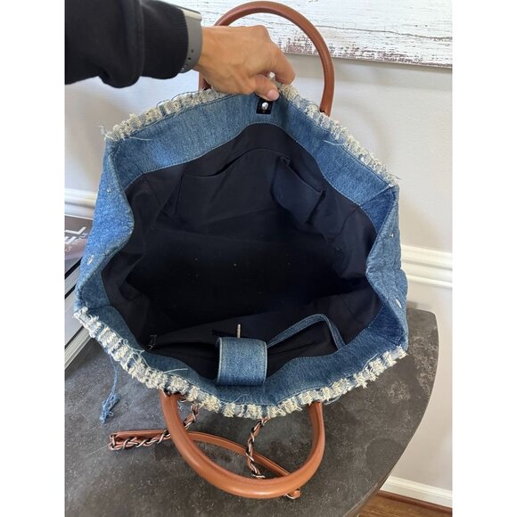 Chanel Denim Fringe Large Shopping Tote Blue - Picture 9 of 11